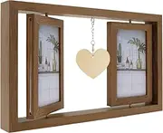 [ZFLYCANP] Floating Photo Frame, Rotating Photo Frame, Double Sided Rotating Wooden Picture Frame for Home Office Wedding Living Room (Double Photo Frame)