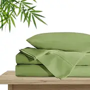 California King Sheet Set - Luxury Cooling Sheets for Queen Size Bed Set, Organic Viscose Derived from Bamboo, 16" Deep Pocket, Breathable Silky Soft Hotel Bedding & Pillowcases, Oeko-Tex, Sage Green