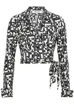 Diane Von Furstenberg Bobbie Printed Jersey Wrap top - Black And White - XL (UK16 / XL) XL (UK16 / XL)
