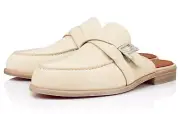 Christian Louboutin Muloman Flat Beige Suede Backless Slide Loafer Mule 42 9