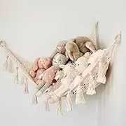Macrame Toy Hammock for Stuffed Animals - Plushie Toy Hammock for Baby Nursery Decor, Plush Hammock, Stuffy Hammock, Hanging Stuffed Animal Organizer, Buttercream