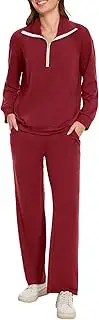 [Molirex] Women's Tracksuit, Two-Piece Tracksuits, Long Sleeve Leisure Suit, Jogging Suit Set with Half Zip