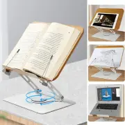 Book Stand Reading Holder 360° Swivel Base Wooden Foldable Recipe Textbook Stand