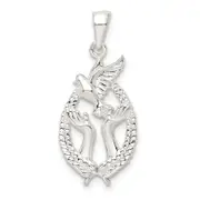 Sterling Silver Polished Dove With Hands Pendant