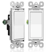 Decorator Paddle Rocker Light Switch 15A 120V/277V Single Pole ON/OFF UL Listed