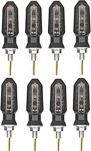 Motorcycle Indicators Flowing Turn Signal Lights Motorcycle LED Turn Signal Light Amber MI&NI Flashing Light Turn Signal Lamp12V 8mm Moto Indicator Lamp(8x Smoke shell)
