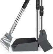 Pooper Scooper For Large Dogs Adjustable Long Handle Metal Tray Rake And Spade