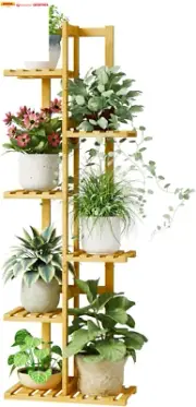 Plant Stand Indoor, 6 Tier Bamboo Tall Plant Shelf for Multiple Plants, Corner T