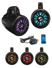 BOSS Audio Systems B40RGB Bluetooth Amplified ATV Boat 4” Wake Towers Speakers