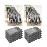 51" x 71" Knitted Throw Blankets with Tassel Soft Warm Rhombus Textured Blank...