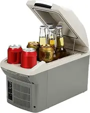 [PUNEDA] 12V Car Refrigerator Cooler/Warmer 8 Quart (9L) 40℉~140℉,12 Volt DC &110V AC, Electric Car Fridge Portable Compact Camping Cooler Thermoelectric 12V Small Fridge for Car, RV, Camping (Grey)