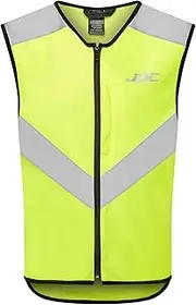 JDC Motorcycle Hi Vis Vest High Visibility Zipped Safety Reflective Yellow - Axis