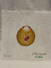 Basket with Pom Pom Handle GP-108 (All About Stitching) Needlepoint Canvas