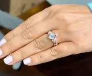 14k Rose Gold Asscher Cut Moissanite And Natural Diamond Engagement Ring 2.50