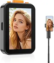 Selfie Monitor Screen iPhone, with Speaker, Wireless Recording, Using Phone Rear Camera for Selfie Vlog, Live Streaming, TikTok, Screen Sharing, 2in (No Clip Black)