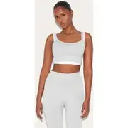 Light Grey Seamless Double Layered Sports Bra, Light Grey