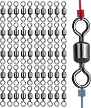 Fish Swivels,50 Piece Swivel for Fishing - Connector Hooks 8-Shaped Ring Clips for Freshwater Catfishing Sea Trout Offshore