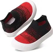 [Charrost] Toddler Summer First Walking Shoes Breathable Non-Slip Soft Sole Wide Toddler Shoes Tennis Sneakers Knitted Mesh Elastic Sock Shoes for Baby Boy Girl Outdoor Indoor Walker Shoes