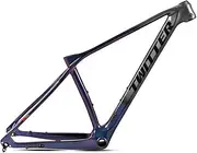 Full Carbon MTB Frame 27.5er 29er XC Hardtail Mountain Bike Frame 15'' 17'' 19'' Internal Routing Discoloration Disc Brake Bicycle Frame,for Thru Axle 12x142/148mm (Color : Black, Size : 27.5x19'')