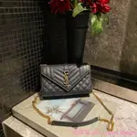 周微爷近新真品 YSL ENVELOPE 鐵灰色 荔枝 牛皮 金鍊 信封式 WOC 526286