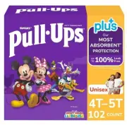 Huggies Pull-Ups Plus Training Pants Unisex Size 4T-5T (38-50 lbs) 102 Count