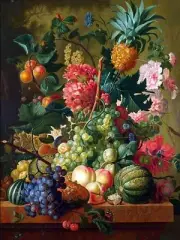 Fruit and Flowers P. Brussel Accent Tile Mural Kitchen Wall Backsplash Ceramic