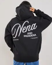 [Nena & Pasadena] Nena & Pasadena Women's Treaty Box Fit Hoodie in Jet Black Size XS XS Jet Black