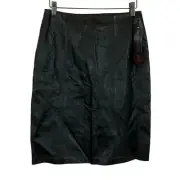 NWT Womens Size 8 Jaclyn Smith Black Genuine Lambskin Leather Knee-Length Skirt