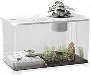 Large Fishes Tank - Fish Tank Kit | Fish Aquarium | Modern Container with Turtle Resting Area | Room Desktop Decor | Home Decorations for Betta Shrimp Aquatic Planting Desktop Accessories