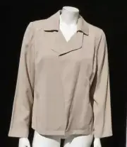 NEW $139 CHICO’S Sand Beige Soft Twill Pockets LS Drape Jacket Top 1 US M 8 10