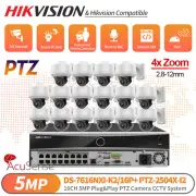 Hikvision 16CH Home Security CCTV Kit 5MP 4XZoom PTZ Camera MIC IR Speed Dome IR