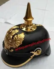 Imperial Officer's Fr Helmet WW1 WW2 German Prussian Leather Pickelhaube Helmet