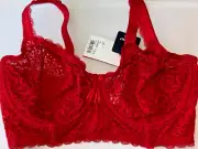 PRIMA DONNA TWIST I DO SCARLET RED PLUNGE LONGLINE BRA U.S. 38G 38DDDD UK 38G