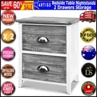 Artiss Bedside Tables Drawers Side Table Cabinet Nightstand Grey Vintage Unit x2