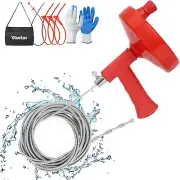 Drain Clog Remover Tools Kit, 25Ft. Plumbing Snake Drain Auger with Glove/Storag