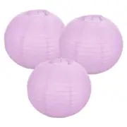 3Pcs Decorative Hanging Round Paper Lanterns 40cm/16", Light Purple