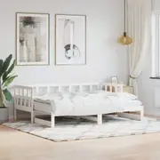 vidaXL Daybed with Trundle without Mattress White 90x190 cm Solid Wood