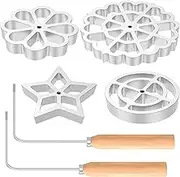 UKQRRTC 6Pcs Waffle Rosettes Molds, Aluminum Alloy Rosettes Cookie Molds, Waffle Rosette Maker, Rosette Maker, Safe Reliable Waffle Rosette Maker for Baking