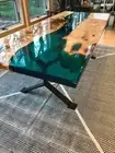 Walnut Emerald Green Epoxy Table - River Table-Dining Table-Coffee Table Decor