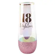 18th Glitterati Pink Stemless Champagne 180ml Drinking Cup Celebration Glass