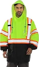 FATONE Hi Vis Rain Jacket Waterproof Class 3 High Visibility Rain Gear for Work Reflective