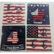 Set of 4 Patriotic 18x18 Pillow Covers – Stars, Stripes, Freedom!