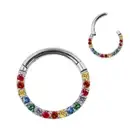 Titanium Hinged Segment Ring Nose Ear Hoop Piercings Forward Facing Gems 1.2mm