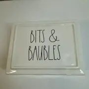 Rae Dunn Ceramic White Bits & Baubles Three Compartment Trinket Jewelry Box