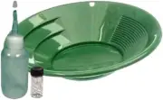 Sluice Monkey 10" Green Gold Pan with a 3oz Sniffer Bottle & Glass Vial