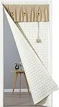 Door Curtain, Thermal Insulated Door Curtain with Hook and Loop Straps, Heavy Duty Winter Door Curtain with Ties, Blocks Drafts and Saves Energy(White,90 * 190cm/35 * 75in)