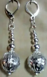 Filigree & Smooth Silver Balls With 925 stamped Lever Back Earrings