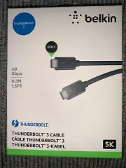 Bellkin Thunderbolt 3 Cable - USBC to USBC - 40Gbps - 100 Watts - Black