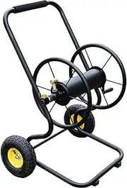 Hose Pipe Holder Industrial Hose Reel Cart, Heavy Duty Metal Frame with Solid Wheels, Labor Saving Hose Guide System, Holds 490-Feet of 1/2" Hose Capacity for Outside Garden & Yard Hose Pipe Hanger