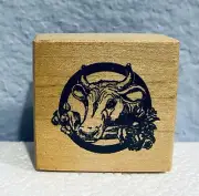 Bull Cow Wood Mounted Rubber Stamp PSX